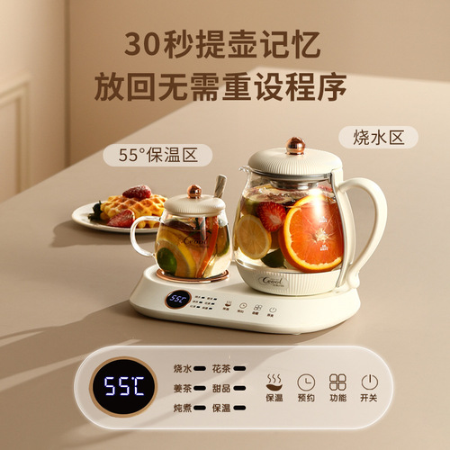 Factory direct sales multi-function mini health pot home constant temperature 55 degrees tea maker office double pot health teapot