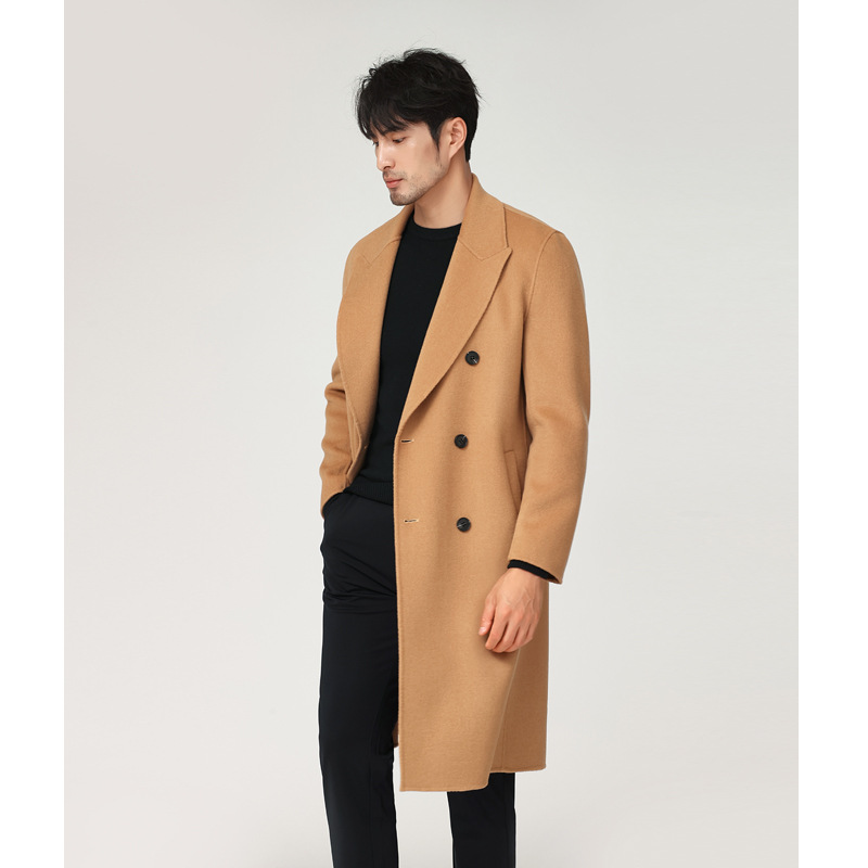 Double-sided cashmere long woolen elegant woolen coat