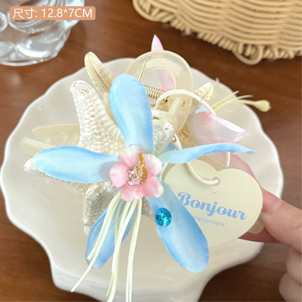 Nuevo super inmortal mallas flores clip de cabello adornamiento para el cabello de la cabeza de la niña dulce Sen sistema de clip de tiburón una palabra agarrar clip al por mayor