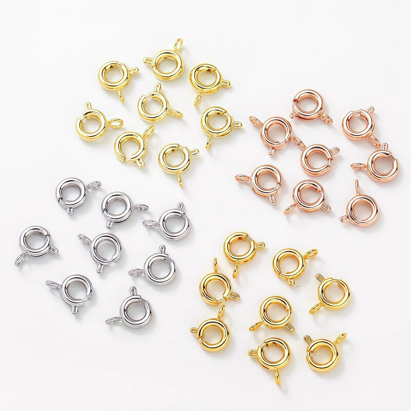 Factory Direct Sales 14K Gold Color-Preserving Spring Buckle Buckle Accessories Wholesale Handmade DIY Pearl Necklace Buckle Lobster Buckle