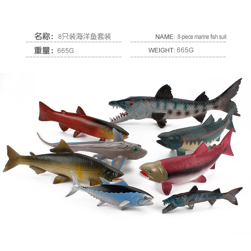 Simulación cognitiva para niños peces marinos atún salmón trucha Lobo pescado modelo Decoración Juguetes exportación transfronteriza