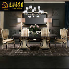 法式宫廷餐桌欧式雕花餐厅别墅家用长餐台一桌六椅组合家具