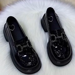 英伦乐福鞋女2025春夏新款韩版软底圆头单鞋松糕厚底百搭女皮鞋