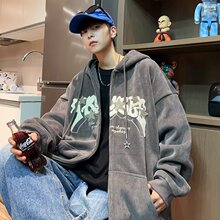 青少年秋冬情侣长袖卫衣初中学生18岁男孩连帽金丝绒休闲套装男潮