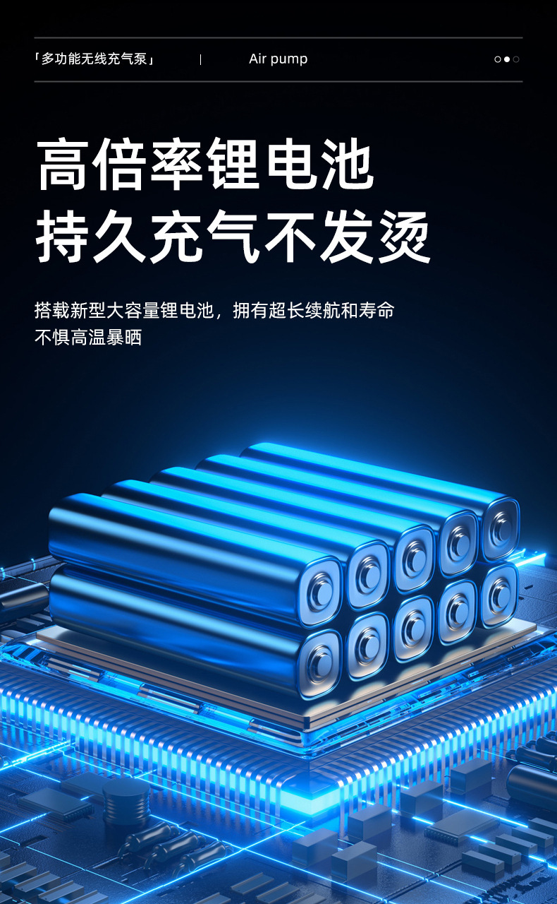 Cross-border car-mounted air pump, wireless portable dual-power smart digital display air pump, tire inflator