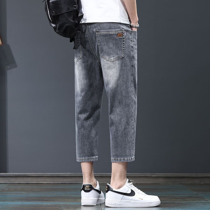 Men's Thin Denim Shorts for Spring and Summer, Casual Straight-Leg Denim Pants, 8/10 Length Cropped Pants