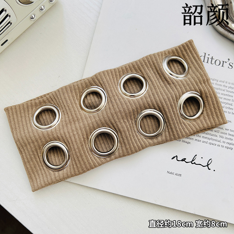 Hot Girls metal agujero redondo hueco elástico cinturón de cabello europeo y americano retro gótico punk rock festival tocado de moda