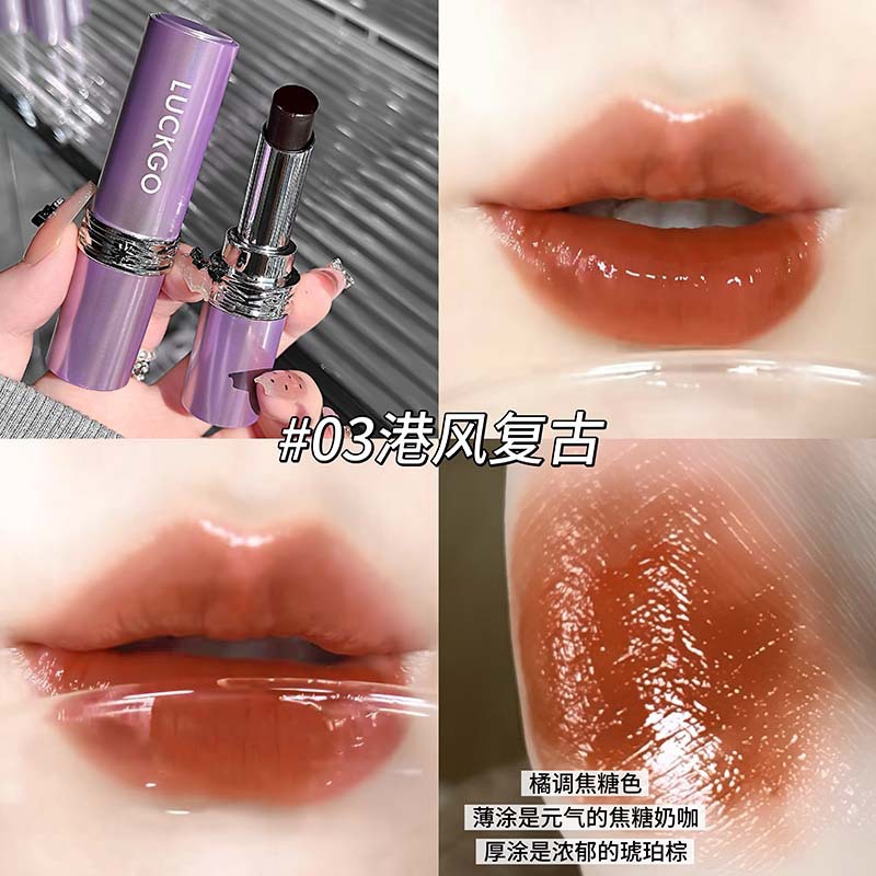 LUCKGO rosa negra magia no tachar taza de lápiz labial humectante vidrio transparente labios de color pseudo simple desarrollo de color barato maquillaje