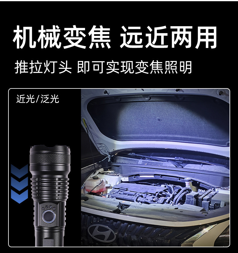 Strong Light Flashlight, Rechargeable, Ultra-Bright, Long-Range Flashlight, Portable, Multi-Functional Outdoor Led Light, Foreign Trade Wholesale