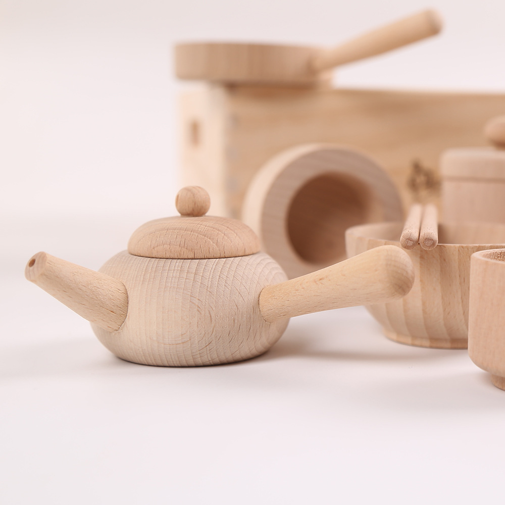 Regalos de cumpleaños para niños de madera de haya ecológica original sin laca cubiertos de cocina simulación juguetes de jardín de infantes