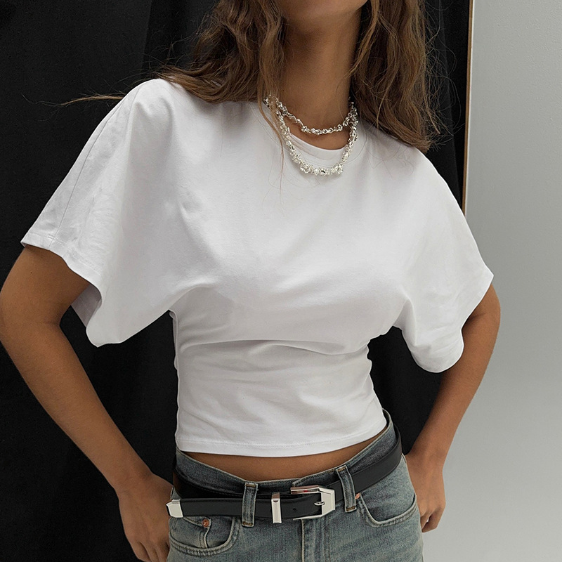Cross-border French-style Short-sleeve T-shirt For Women, Summer Loose Fit, Tummy-concealing, Slimming, Sweet_ecoleips.com