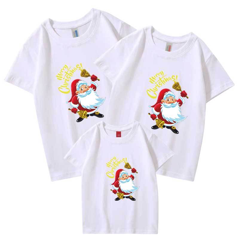 Navidad padre-hijo ropa para una familia de tres o cuatro Festival de dibujos animados de la familia Camiseta de manga corta de la clase de los niños uniforme actividad infantil bebé Cruz