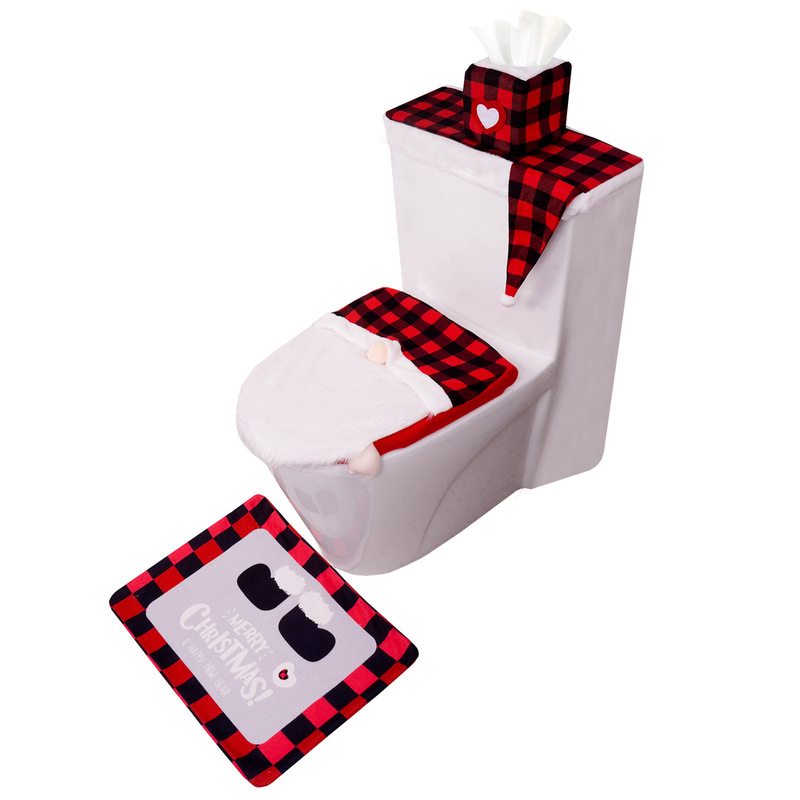 クロスボーダー热い贩売クリスマス便器カバーフェイスレス人形4点セットサンタクローストイレ装饰クリスマス用品|undefined