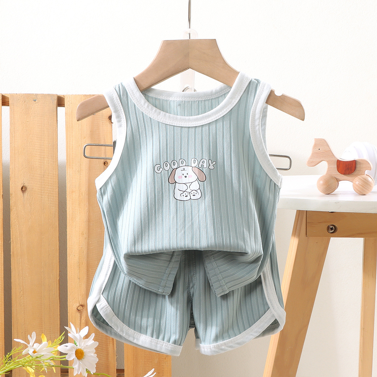 Nueva ropa para niños niñas verano cuello redondo sin mangas camiseta niños chaleco estampado de dibujos animados bebé verano estilo occidental top