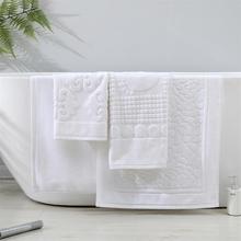 地巾 卫生间纯棉客房浴室防滑垫提花白色吸水加厚酒店用品地巾