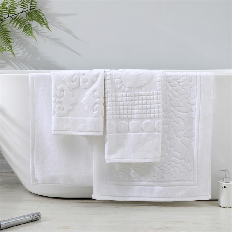 Floor towel toilet Cotton guest room bathroom non-slip mat jacquard White absorbent thickened hotel supplies floor towel
