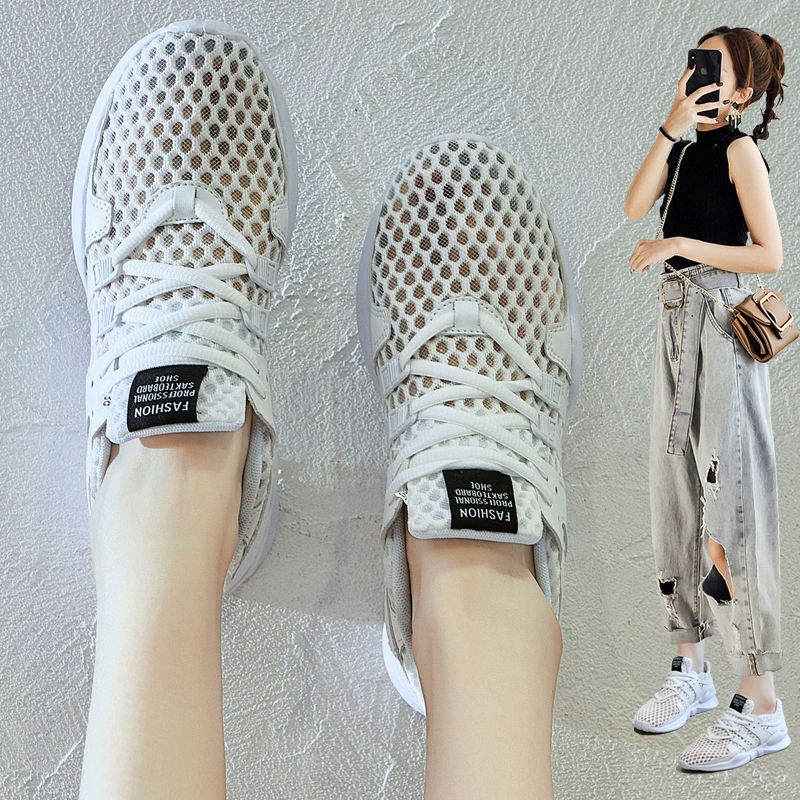 Полые дышащие кроссовки маленьких размеров, женские универсальные повседневные белые кроссовки для бега 31323334, летние женские туфли больших размеров 41-43