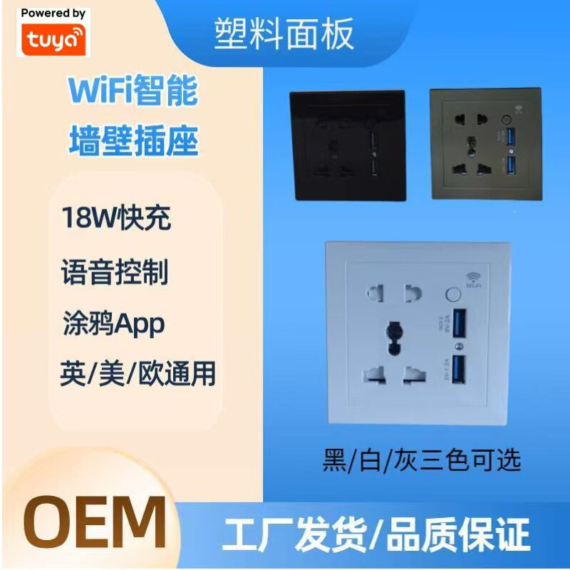 Tuya Smart 86 Wall Socket Plug Remote Timer Voice Control Usb18W Fast Charging Plug Smart Panel Tuya Smart 86 Wall Socket Plug Remote Timer Voice Control Usb18W Fast Charging Plug Smart Panel