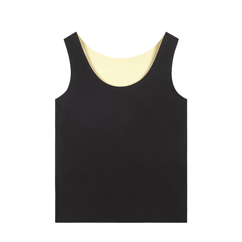 Chaleco superior térmico sin costuras con forro polar de otoño e invierno camisa de fondo de terciopelo de doble cara para mujer ropa interior térmica catiónica para mujer