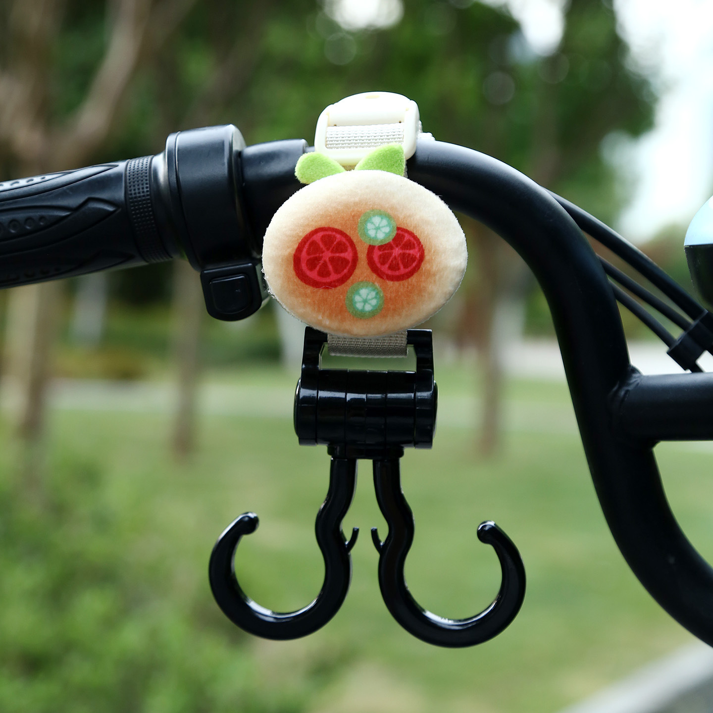 Other Electric Vehicle Accessories – Universal Double Hook - beige-double-hook-cute-hamburger-plush-short-22cm