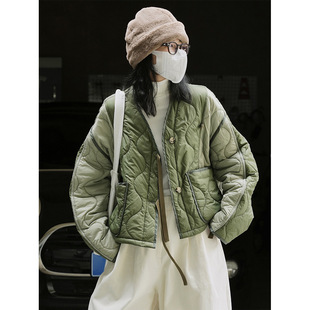 Winter New Style Japanese Style Street Design Contrasting Color Cotton Clothing Loose Slimming Look Silhouette Lightweight Casual Warm Jacket for Women