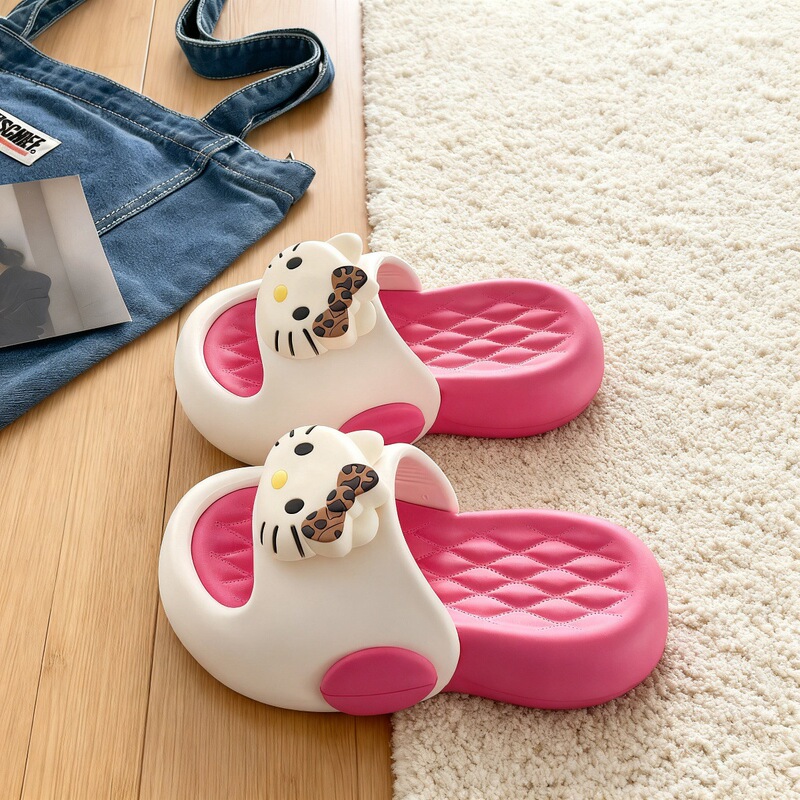 2026 New Cute Kt Cat Slippers for Women, Summer Outdoor Wear, Thick-Soled, Height-Increasing, Non-Slip, Anti-Odor, Home Indoor Slippers