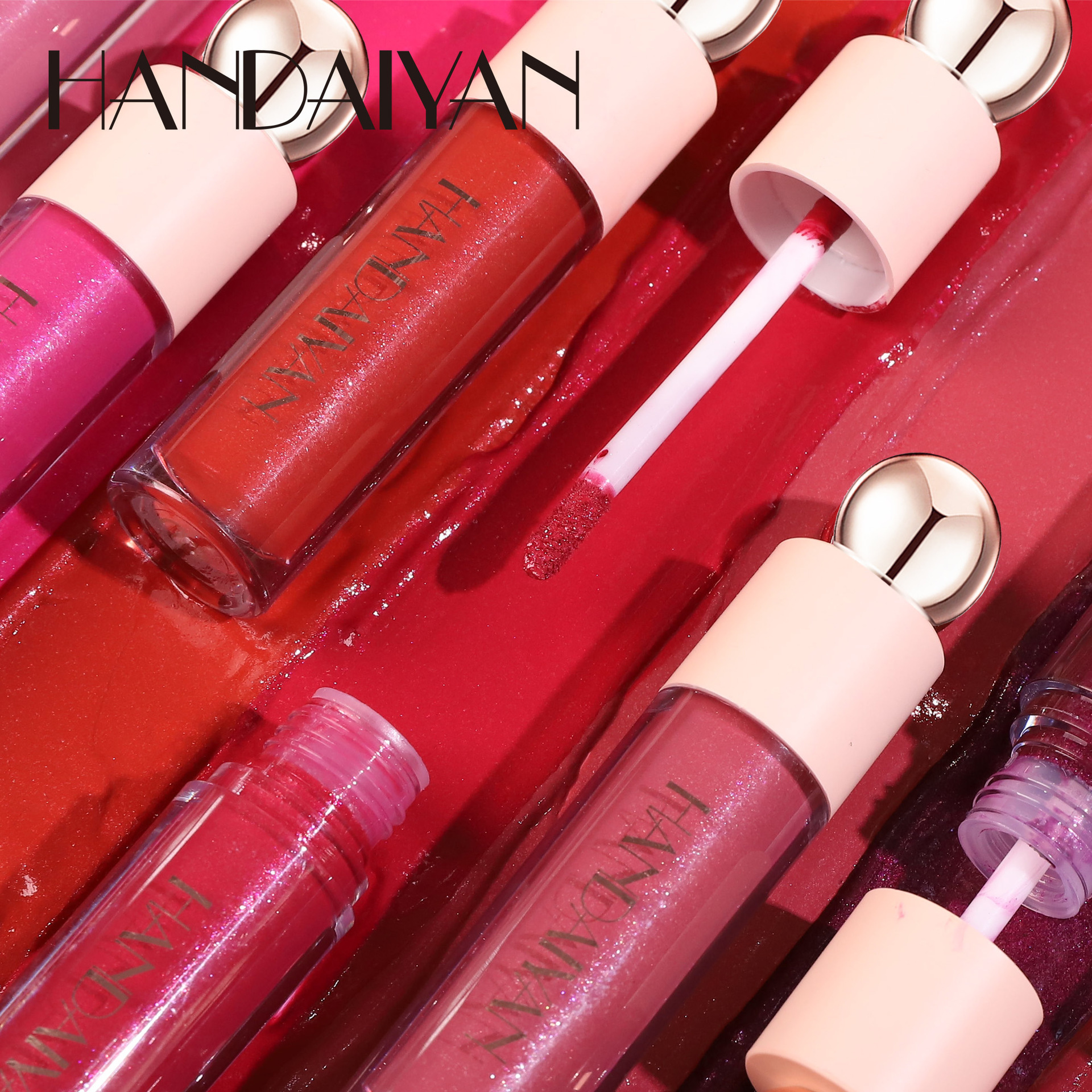 Gloss labial perla 8 colores lápiz labial líquido Handaiyan brillo labial impermeable duradero esmalte labial transfronterizo