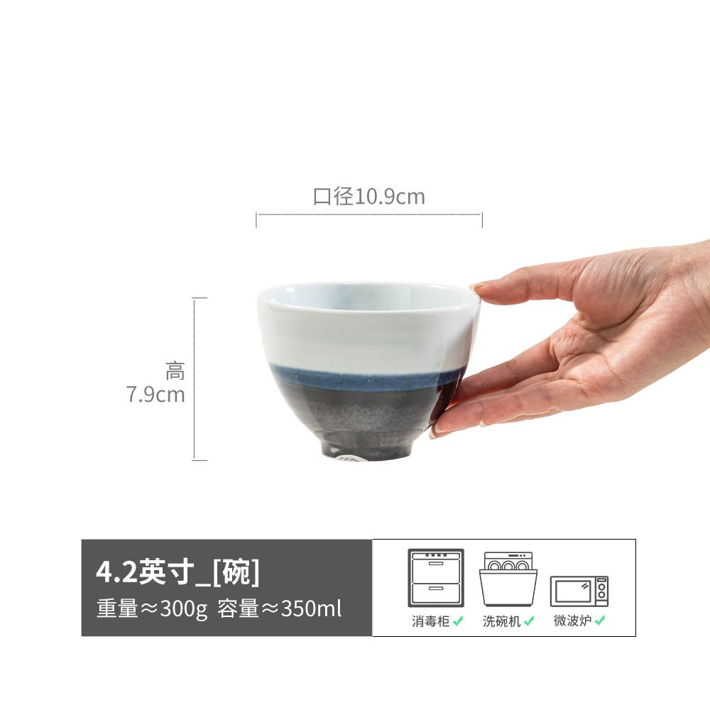 Tazón de arroz de estilo retro Gran colección de cerámica para el hogar Tazón pequeño japonés redondo Tazón de postre Vajilla Cocina creativa al por mayor