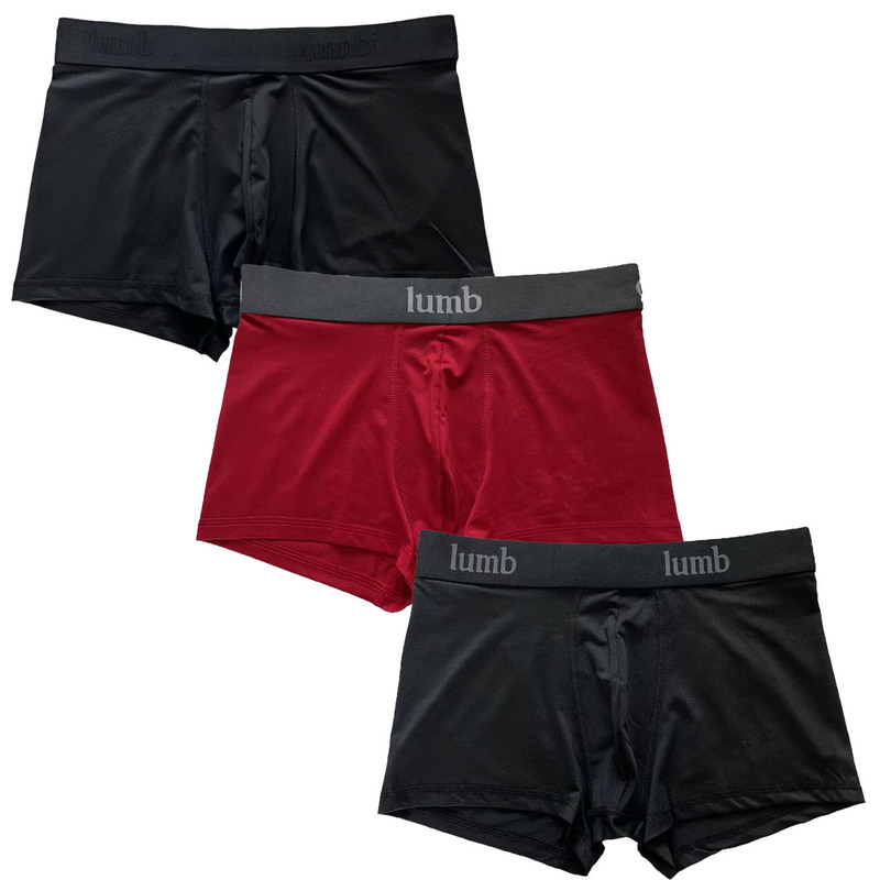 3 Pairs of Full Mesh Ice Silk Breathable Quick-Dry Short Men's Boxer Briefs in Red, Blue, Green, Black, and White 3 Pairs of Full Mesh Ice Silk Breathable Quick-Dry Short Men's Boxer Briefs in Red, Blue, Green, Black, and White