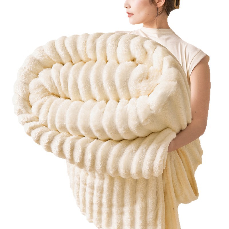 Manta de Felpa de Piel de Conejo, de Doble Cara, de Alta Densidad, Multifuncional, Gruesa, para Siesta, Ligera y de Lujo, para Aire Acondicionado