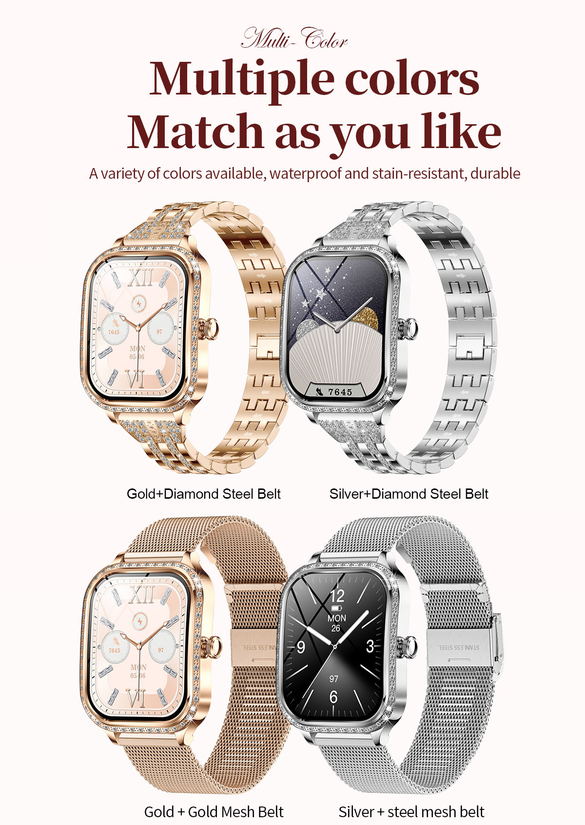Smartwatch For Women Heart Rate And Blood Pressure Fitness Tracker_voghion.com