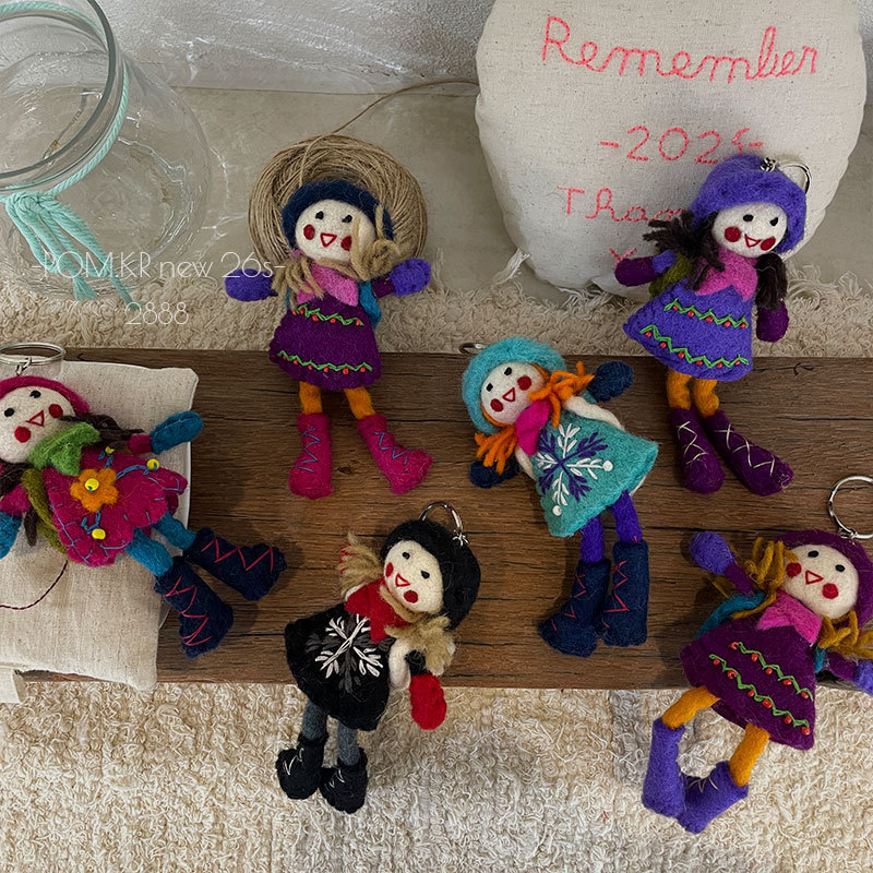 New Nepalese Handmade Wool Felt Girl Elf Pendant Creative Design Backpack Decoration Ins Gift