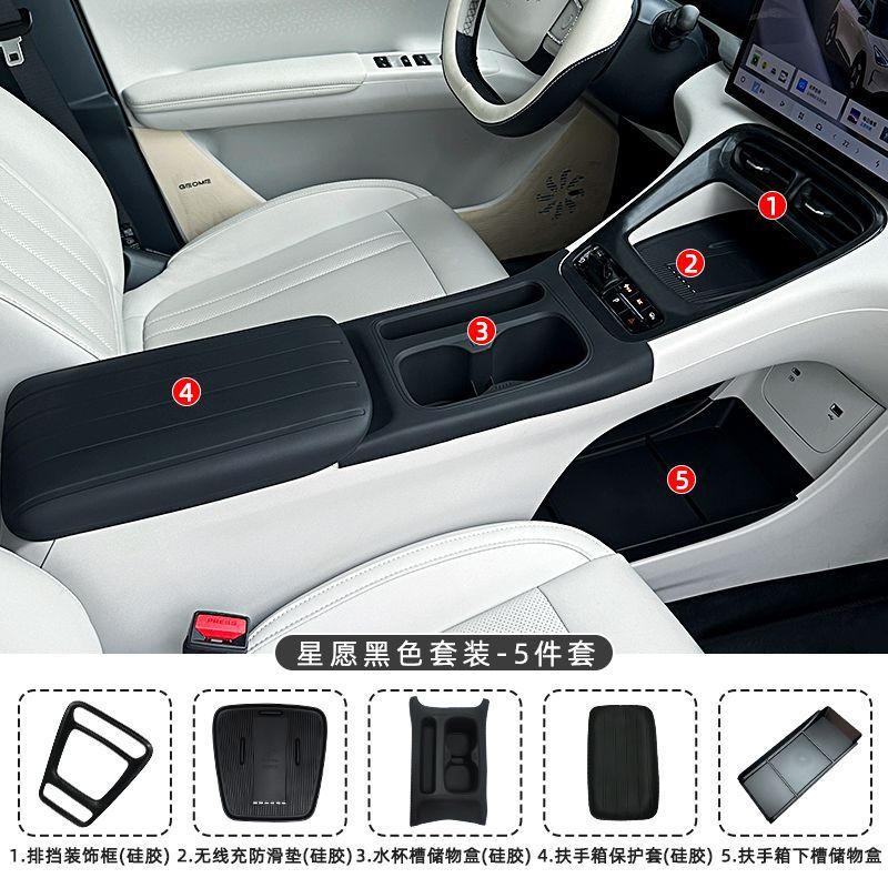 Armrest Box Silicone: Shiyong Armrest box pad - voyah-xingyuan-center-console-gear-panelarmrest-panel-silicone-pad-black-5