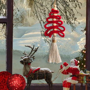 Handmade Woven Creative Christmas Tree Hanging Ornaments Christmas Decoration Pendant Wall Hanging Simple Home Crafts