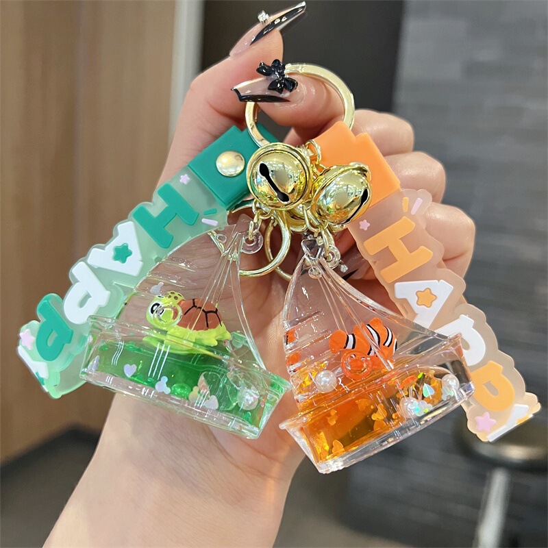Acrylic Oil-Filled Sailboat Marine Animal Keychain Cute Ugly Fish Turtle Floating Figurine Quicksand Bottle Keychain Acrylic Oil-Filled Sailboat Marine Animal Keychain Cute Ugly Fish Turtle Floating Figurine Quicksand Bottle Keychain