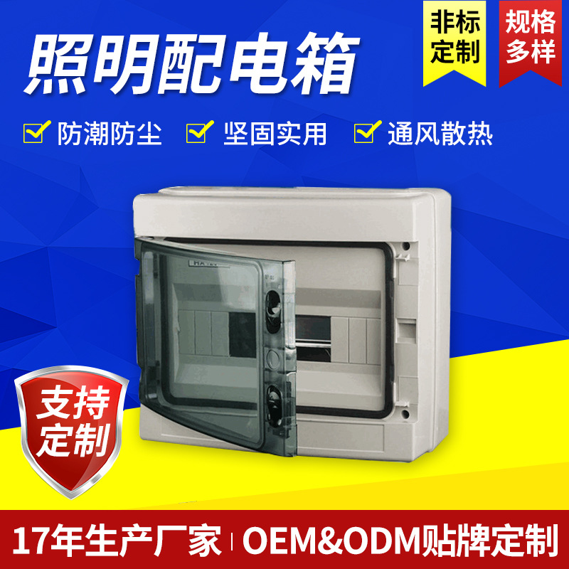 IP65塑料照明配电箱12路防水防尘照明配电箱户外照明回路箱断路器