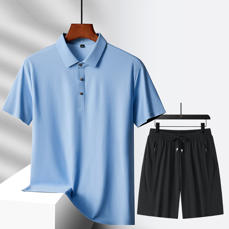 Nuevo traje de ocio deportivo, traje de ocio de hielo multicolor opcional, pantalones cortos de polo, un juego de color sólido para hombres y mujeres