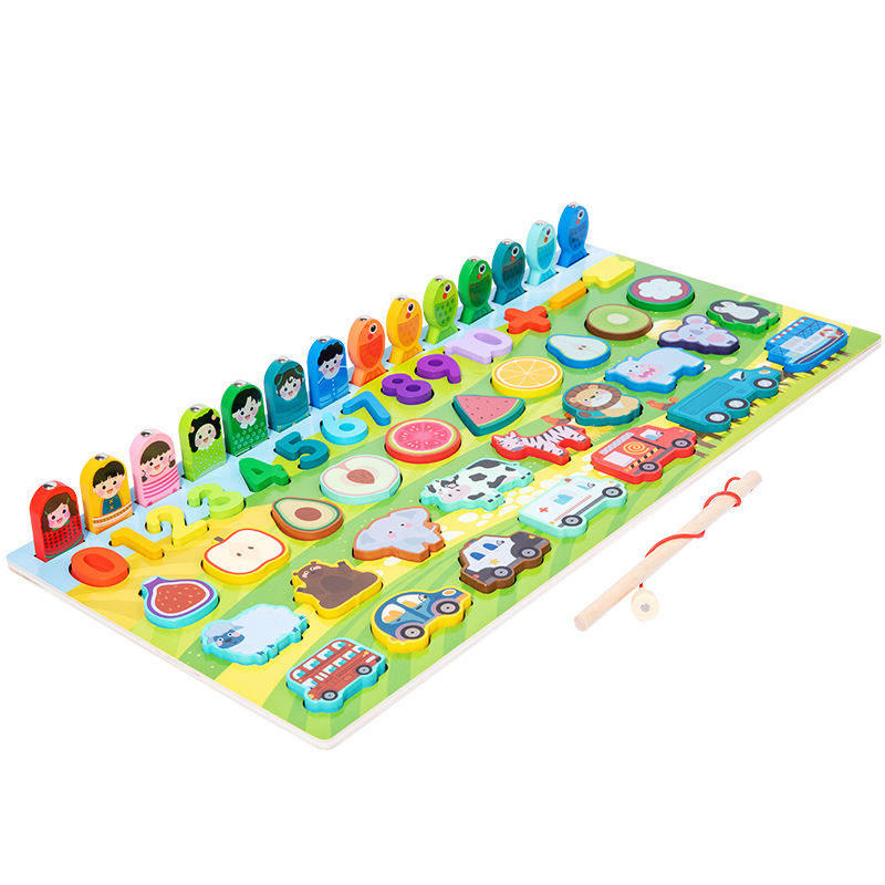 Niños personalizados puzzle log tablero de pesca magnética figura cognitiva infantil puzzle juguetes de madera 3 - 6 años