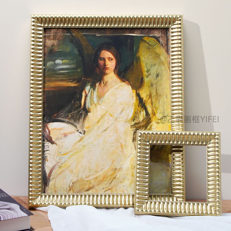 Vintage French-American Style Champagne Silver Custom Wooden Framed Oil Painting Frame Solid Wood Frame DIY Photo Frame Empty Frame