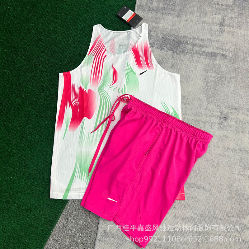 Wholesale New Sports Colorful T-Shirt Half-Sleeved Track and Field Training Clothes Running Sports Marathon Quick-Drying Breathable Suit