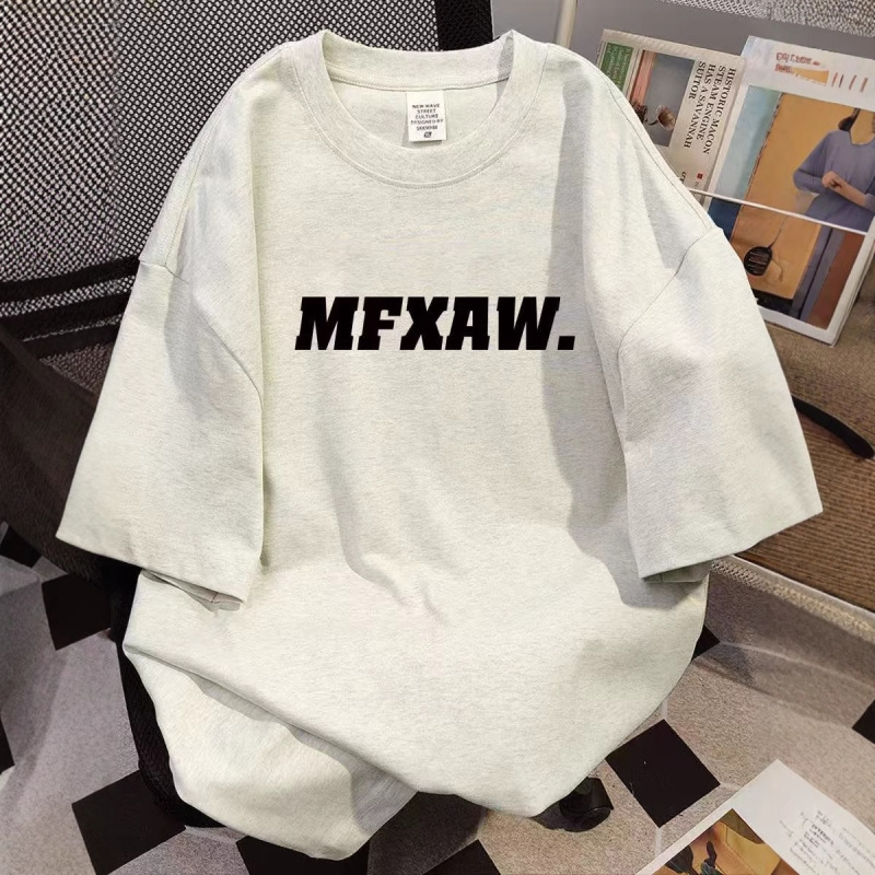 Available for Overseas Wholesale~ Heavyweight Pure Cotton Short-Sleeved T-Shirts for Men and Women in White and Gray, Summer 2026 New Style Tops, Couple Style