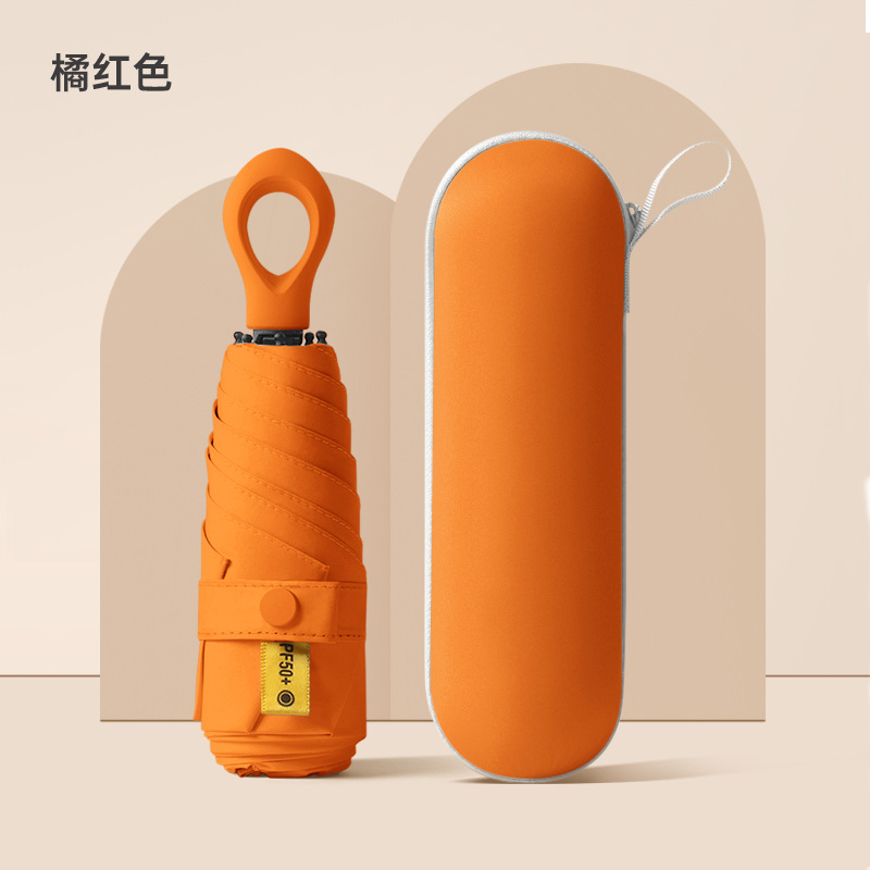 Paraguas Ultraligero Plegable Tipo Cápsula, 5X Protección Solar UV, 8 Varillas, para Sol y Lluvia, para Publicidad.