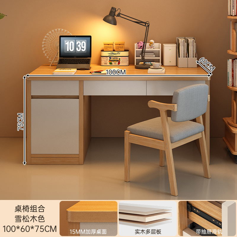 Escritorio estudiantil escritorio de estudio en el hogar dormitorio con escritorio de cajón simple escritorio de computadora de escritorio moderno contra la pared