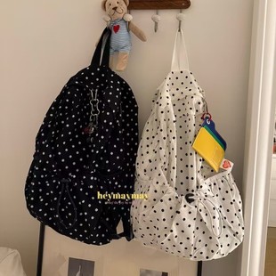 2025 New Large-Capacity School Commuter Backpack for Women Korean Style Fresh Niche Polka Dot Design Fashion Backpack Trend