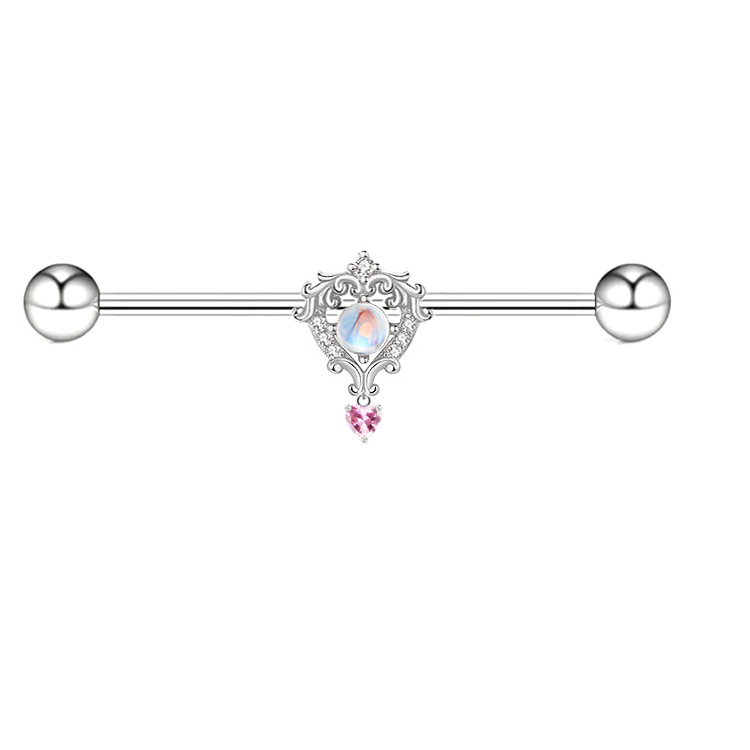 7g Weight Zircon Inlay Material Belly Ring Classification Streetwear Heart Shape Stainless Steel Plating Inlay Zircon Belly Ring