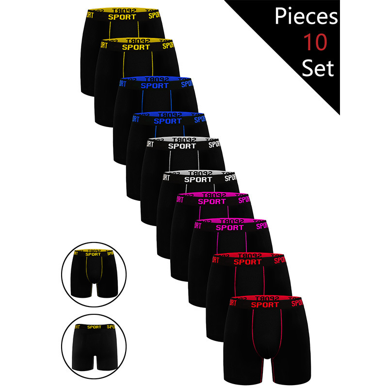 European and American Cross-Border Men's Mid-Length Solid Color Boxer Briefs, Breathable and Comfortable Boxer Briefs Suitable for Daily Wear