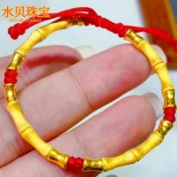Shuibei золотые украшения золотой бамбуковый браслет для мужчин и женщин 999 Золотой повышающий переносной браслет из бисера тканая Ручная Веревка