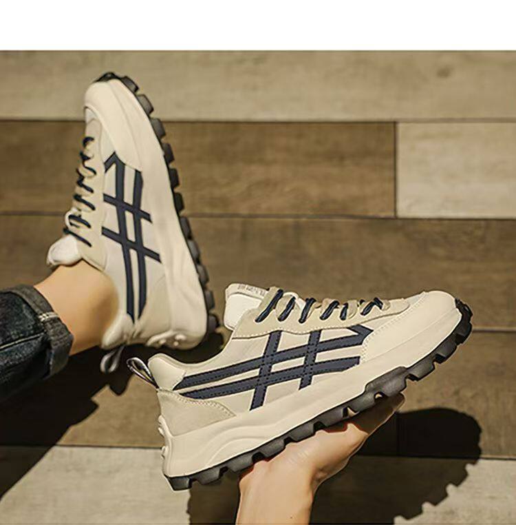 Giày sneaker nam da nhân tạo thoáng khí phong cách retro, đế dày tôn chiều cao, dây buộc phía trước — 3312 màu be, 3312 màu lúa mì chi tiết 13