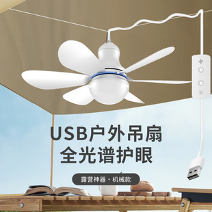 Cross-border USB ceiling fan lamp DC charging treasure stall power outage emergency outdoor fishing camping site 5 volt ceiling fan
