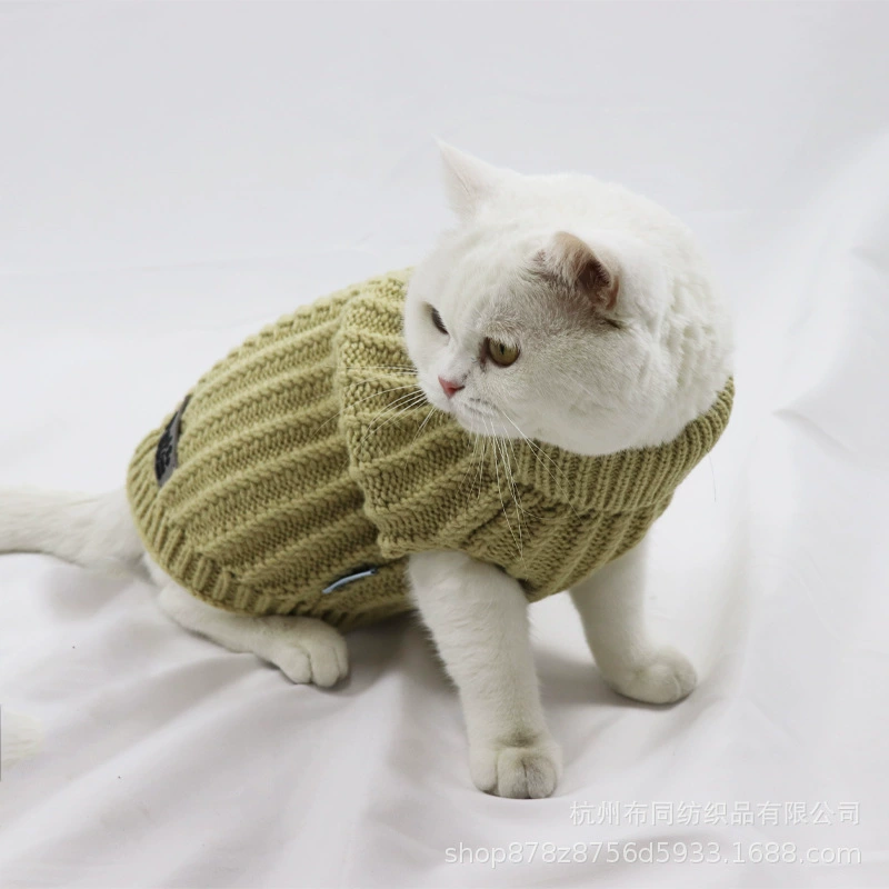 Одежда для домашних животных Cat новая теплая однотонная одежда свитер для домашних животных осень-зима трансграничная одежда для кошек оптом